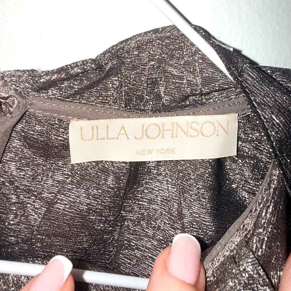 Ulla Johnson Demetria Taffeta Midi Dress - Metallic 0 - Picture 6 of 7
